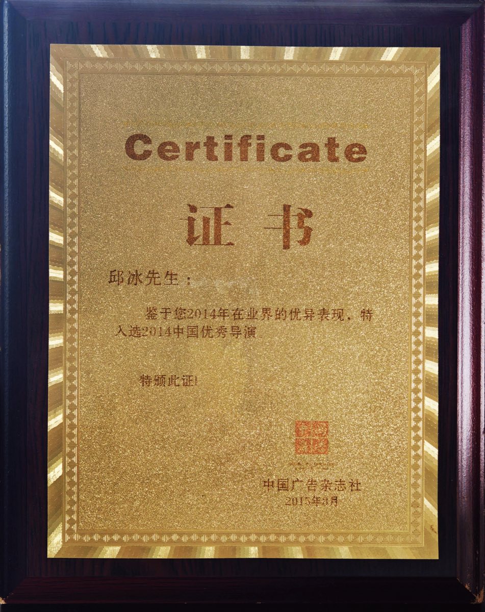 2014中国优秀导演证书